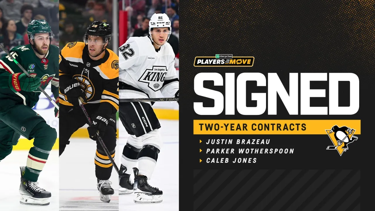 Penguin Kontrak Dua Tahun untuk Justin Brazeau, Parker Wotherspoon, dan Caleb Jones